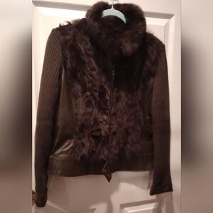 Fur & faux leather jacket